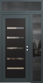 Diamond C7 48" x 96" anthracite/anthracite clear Glass Panel black LHI with Sidelite and Transom mirrored Glass