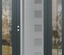 Modern Steel Front Door Diamond C3 64" x 80" anthracite/anthracite frosted Glass Panel stainless steel RHI with 2 Sidelites clear Glass