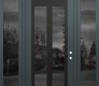 Modern Steel Front Door Diamond C14 68" x 96" anthracite/anthracite mirrored Glass Panel black LHI with 2 Sidelites and Transom mirrored Glass