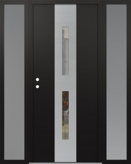 DIAMOND A6 60" X 80" BLACK/BLACK CLEAR GLASS PANEL STAINLESS STEEL RHI WITH 2 SIDELITES FROSTED GLASS
