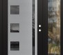 Modern Steel Front Door Diamond C3 48" x 80" black/black mirrored Glass Panel stainless steel LHI with Sidelite clear Glass