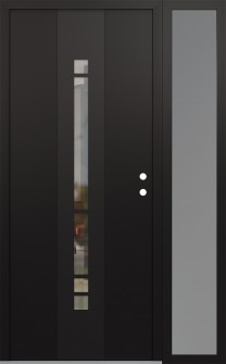 DIAMOND A3 48" X 80" BLACK/BLACK CLEAR GLASS PANEL BLACK LHI WITH SIDELITE FROSTED GLASS