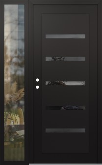 Diamond C7 52" x 80" black/black mirrored Glass Panel black RHI with Sidelite clear Glass