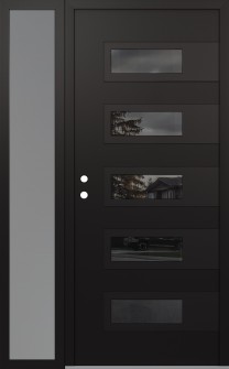 Diamond D3 48" x 80" black/black mirrored Glass Panel black RHI with Sidelite frosted Glass