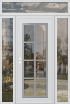 Diamond C16 68" x 96" white/white clear Glass Panel stainless steel RHI with 2 Sidelites and Transom clear Glass