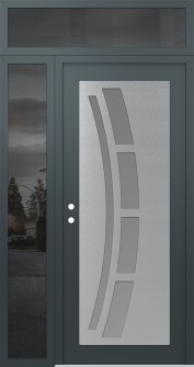 Diamond C12 48" x 96" anthracite/anthracite frosted Glass Panel stainless steel RHI with Sidelite and Transom mirrored Glass