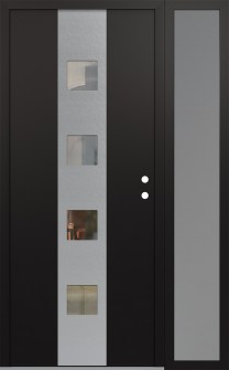 DIAMOND A12 48" X 80" BLACK/BLACK CLEAR GLASS PANEL STAINLESS STEEL LHI WITH SIDELITE FROSTED GLASS