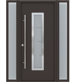 MODERN FRONT STEEL DOOR WITH SIDELITES ARGOS BROWN/WHITE 61 1/16" X 81 11/16" RHI