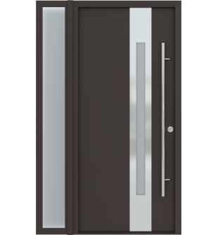 MODERN FRONT STEEL DOOR ZEPHYR BROWN/WHITE 49 1/4" X 81 11/16" LHI + SIDELITE LEFT