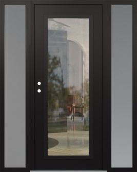Diamond C1 60" x 80" black/black clear Glass Panel black RHI with 2 Sidelites frosted Glass