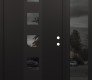Modern Steel Front Door DIAMOND A13 50" X 80" BLACK/BLACK MIRRORED GLASS PANEL BLACK LHI WITH SIDELITE MIRRORED GLASS