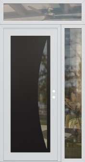 Diamond C13 52" x 96" white/white clear Glass Panel black LHI with Sidelite and Transom clear Glass