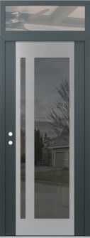 Diamond C15 36" x 96" anthracite/anthracite mirrored Glass Panel stainless steel RHI with Transom clear Glass