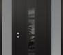 Modern Steel Front Door DIAMOND A10 68" X 96" BLACK/BLACK MIRRORED GLASS PANEL BLACK RHI WITH 2 SIDELITES AND TRANSOM FROSTED GLASS
