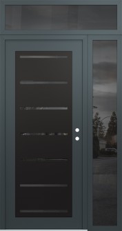 Diamond C11 50" x 96" anthracite/anthracite mirrored Glass Panel black LHI with Sidelite and Transom mirrored Glass