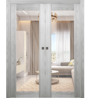 Avon 10 Lite Clear Ribeira Ash Double pocket doors