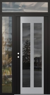 Diamond C14 52" x 96" black/black mirrored Glass Panel stainless steel RHI with Sidelite and Transom clear Glass