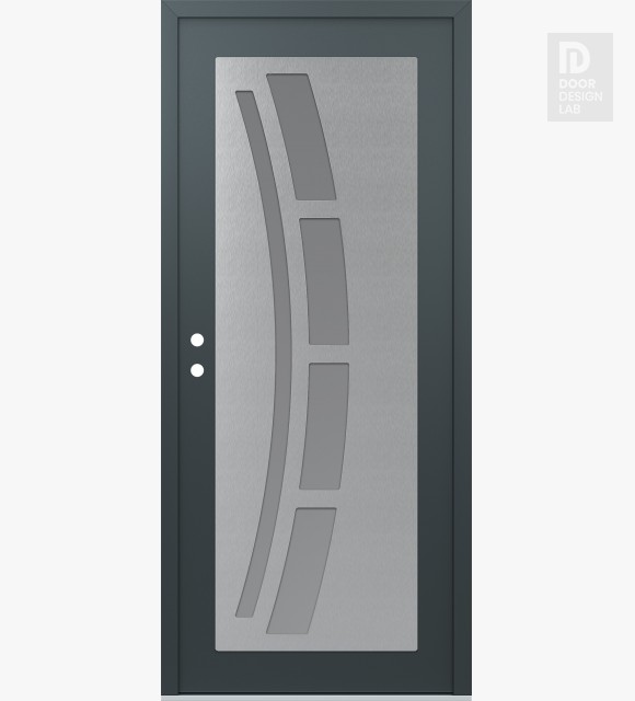 Modern Steel Front Door Diamond C12 36" x 80" anthracite/anthracite frosted Glass Panel stainless steel RHI