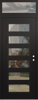 Diamond C9 36" x 96" black/black clear Glass Panel black LHI with Transom clear Glass