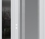 Modern Steel Front Door Diamond C15 48" x 96" white/white frosted Glass Panel stainless steel RHI with Sidelite and Transom mirrored Glass