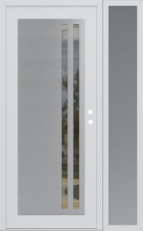 Diamond C6 52" x 80" white/white clear Glass Panel stainless steel LHI with Sidelite frosted Glass