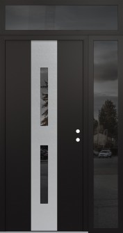 DIAMOND A6 48" X 96" BLACK/BLACK MIRRORED GLASS PANEL STAINLESS STEEL LHI WITH SIDELITE AND TRANSOM MIRRORED GLASS