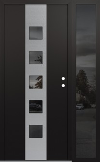 DIAMOND A13 52" X 80" BLACK/BLACK MIRRORED GLASS PANEL STAINLESS STEEL LHI WITH SIDELITE MIRRORED GLASS