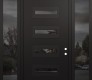 Modern Steel Front Door Diamond D4 68" x 96" black/black mirrored Glass Panel black LHI with 2 Sidelites and Transom mirrored Glass