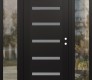 Modern Steel Front Door Diamond C7 60" x 80" black/white frosted Glass Panel black LHI with 2 Sidelites clear Glass