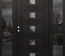Modern Steel Front Door Diamond D8 68" x 80" black/black clear Glass Panel black RHI with 2 Sidelites mirrored Glass