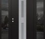 Modern Steel Front Door DIAMOND A6 64" X 80" BLACK/WHITE FROSTED GLASS PANEL STAINLESS STEEL RHI WITH 2 SIDELITES MIRRORED GLASS