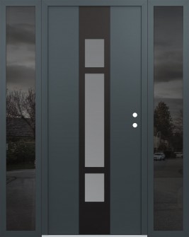 DIAMOND A9 68" X 80" ANTHRACITE/ANTHRACITE FROSTED GLASS PANEL BLACK LHI WITH 2 SIDELITES MIRRORED GLASS