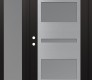 Modern Steel Front Door Diamond C10 48" x 80" black/white frosted Glass Panel stainless steel RHI with Sidelite frosted Glass