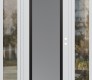 Modern Steel Front Door Diamond C1 68" x 80" white/white frosted Glass Panel black LHI with 2 Sidelites clear Glass