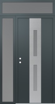 DIAMOND A6 50" X 96" ANTHRACITE/ANTHRACITE FROSTED GLASS PANEL STAINLESS STEEL RHI WITH SIDELITE AND TRANSOM FROSTED GLASS