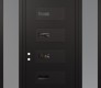 Modern Steel Front Door Diamond D7 60" x 96" black/black mirrored Glass Panel black RHI with 2 Sidelites and Transom frosted Glass