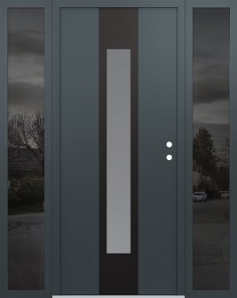 DIAMOND A1 60" X 80" ANTHRACITE/ANTHRACITE FROSTED GLASS PANEL BLACK LHI WITH 2 SIDELITES MIRRORED GLASS