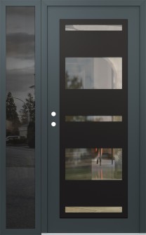 Diamond C10 48" x 80" anthracite/anthracite clear Glass Panel black RHI with Sidelite mirrored Glass