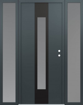 DIAMOND A1 60" X 80" ANTHRACITE/ANTHRACITE FROSTED GLASS PANEL BLACK LHI WITH 2 SIDELITES FROSTED GLASS