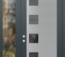 Modern Steel Front Door Diamond C5 48" x 96" anthracite/anthracite mirrored Glass Panel stainless steel RHI with Sidelite and Transom clear Glass