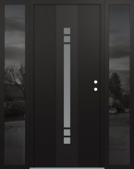 DIAMOND A4 64" X 80" BLACK/WHITE FROSTED GLASS PANEL BLACK LHI WITH 2 SIDELITES MIRRORED GLASS