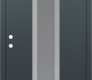 Modern Steel Front Door DIAMOND A11 36" X 80" ANTHRACITE/ANTHRACITE FROSTED GLASS PANEL STAINLESS STEEL RHI