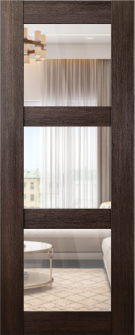 DOOR SLAB AVON 3 LITE CLEAR VETRO VERALINGA OAK 32" X 80" X 1 3/4" TEMPERED CLEAR GLASS