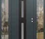 Modern Steel Front Door DIAMOND A6 68" X 80" ANTHRACITE/ANTHRACITE FROSTED GLASS PANEL BLACK LHI WITH 2 SIDELITES CLEAR GLASS