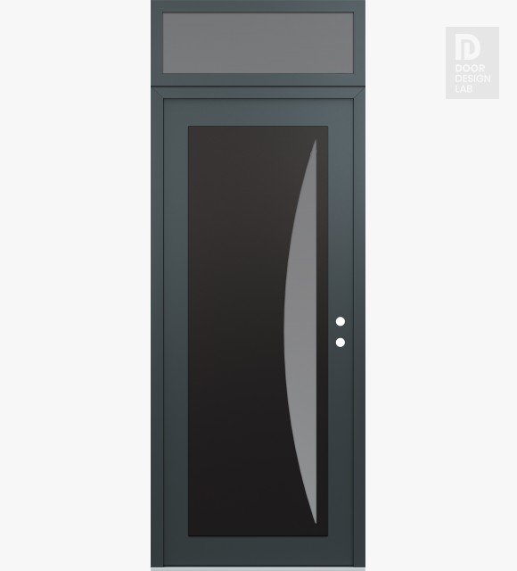 Modern Steel Front Door Diamond C13 36" x 96" anthracite/anthracite frosted Glass Panel black LHI with Transom frosted Glass