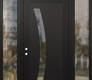Modern Steel Front Door Diamond C4 60" x 96" black/black clear Glass Panel black RHI with 2 Sidelites and Transom clear Glass