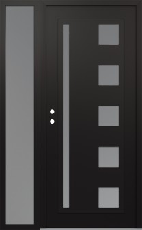 Diamond C3 48" x 80" black/white frosted Glass Panel black RHI with Sidelite frosted Glass