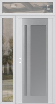Diamond C15 52" x 96" white/white frosted Glass Panel stainless steel RHI with Sidelite and Transom clear Glass