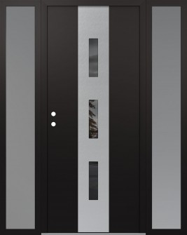 DIAMOND A7 64" X 80" BLACK/BLACK MIRRORED GLASS PANEL STAINLESS STEEL RHI WITH 2 SIDELITES FROSTED GLASS