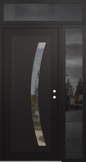 Diamond C4 48" x 96" black/black clear Glass Panel black LHI with Sidelite and Transom mirrored Glass